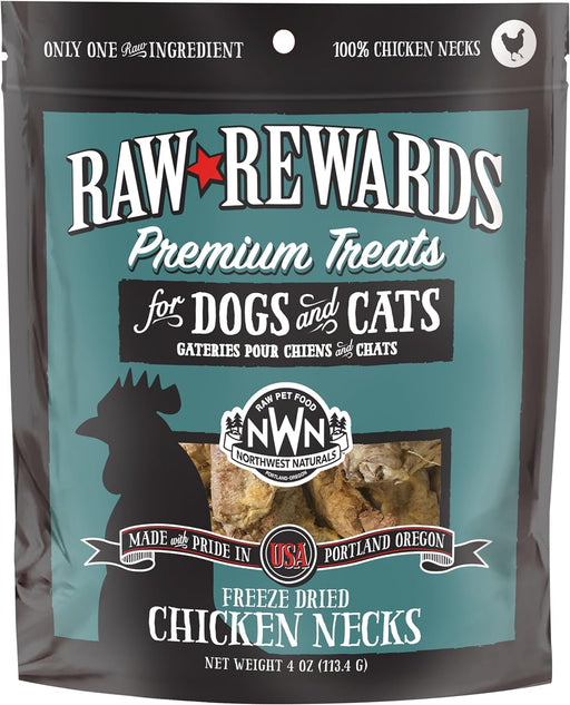 Northwest Naturals Freeze Dried Chicken Neck Treats for Cats & Dogs 4 oz