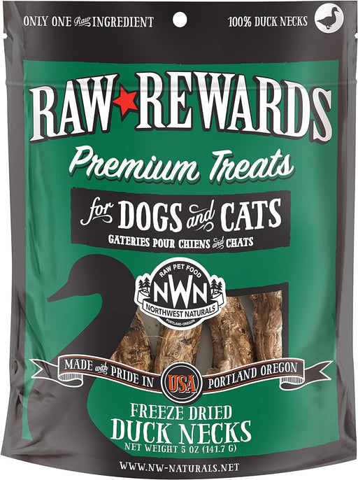 Northwest Naturals Freeze Dried Duck Neck Treats for Cats & Dogs 5 oz