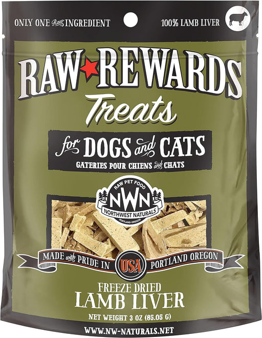 Northwest Naturals Freeze Dried Lamb Liver Treats for Cats & Dogs 3 oz