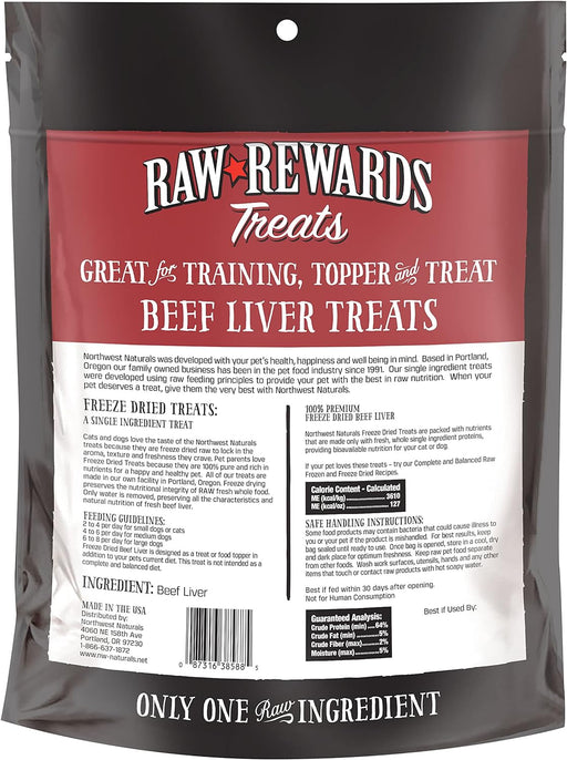 Northwest Naturals Freeze Dried Beef Liver Treats for Cats & Dogs 3 oz