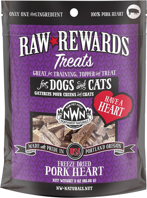 Northwest Naturals Freeze Dried Pork Heart Treats for Cats & Dogs 10 oz