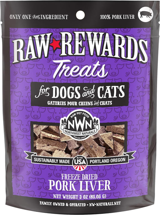 Northwest Naturals Freeze Dried Pork Liver Treats for Cats & Dogs 3 oz