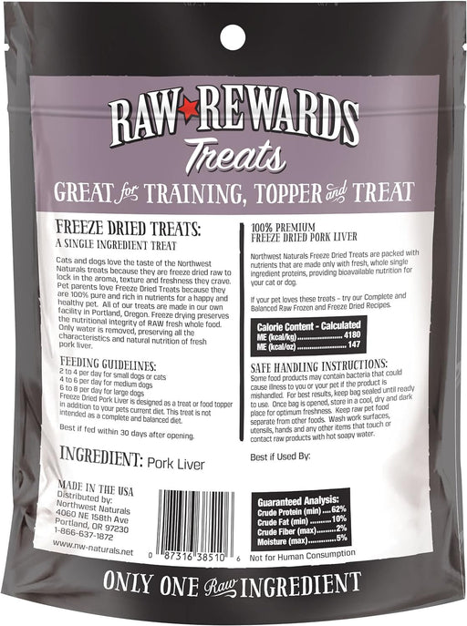 Northwest Naturals Freeze Dried Pork Liver Treats for Cats & Dogs 3 oz