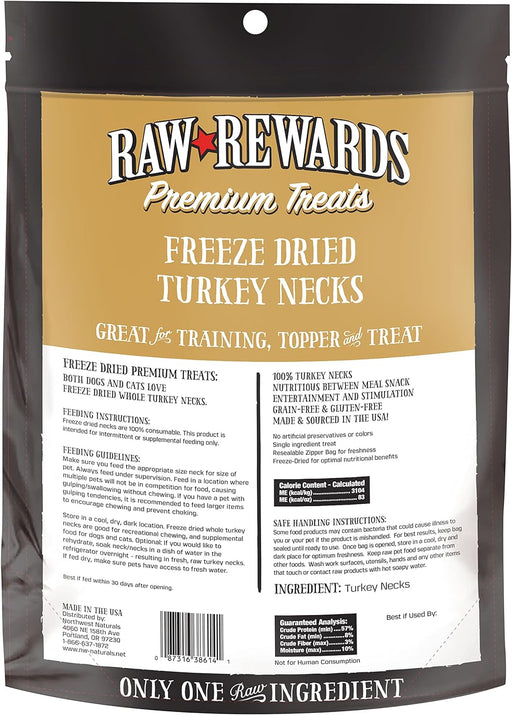 Northwest Naturals Freeze Dried Turkey Neck Treats for Cats & Dogs 8 oz