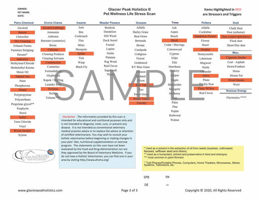 Glacier Peak Holistics Pet Wellness Life Stress Scan
