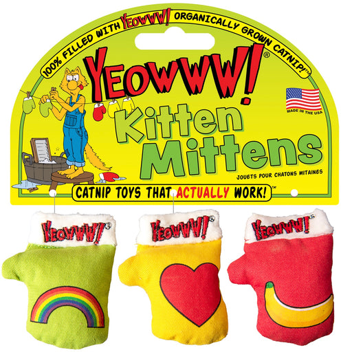 Ducky World Yeowww! Kitten Mittens 3 Pack Catnip Toys