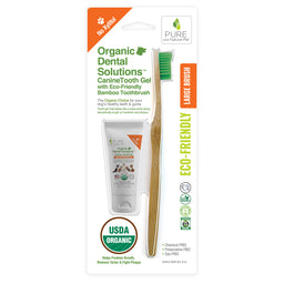 Organic Dental Solutions® CanineTooth Gel with Eco-Friendly Bamboo Toothbrush - LARGE
