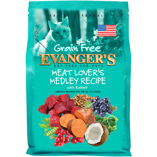 Evanger's Grain-Free Meat Lover's Medley with Rabbit Dry Cat Food, 4.4-lb bag