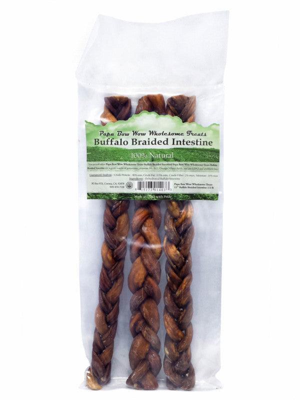 Papa Bow Wow Buffalo Bully Stix – Braided 12″ - 0.5 lb