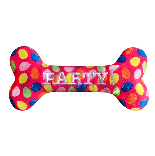 Puppy Cake Party Time Bone with Squeaker - Pink