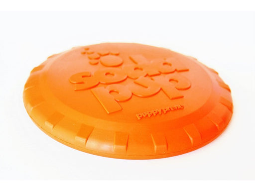 Sodapup Bottle Top Flyer Durable Rubber Retrieving Frisbee-Large-Orange Squeeze