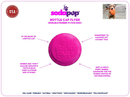 Sodapup Puppy Bottle Top Flyer Durable Rubber Retrieving Frisbee-Small-Pink