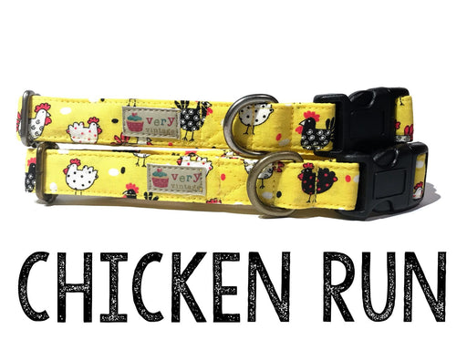 Chicken Run - Organic Cotton Cat Collar - Black Buckle/Antique Silver Hardware