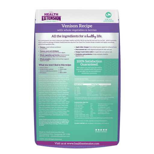 Health Extension Grain Free Venison Dry Dog Food