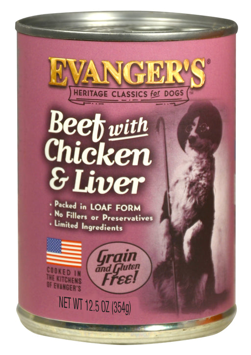 Evanger's Heritage Classic Beef With Chicken & Liver Canned Dog Food-12 PK