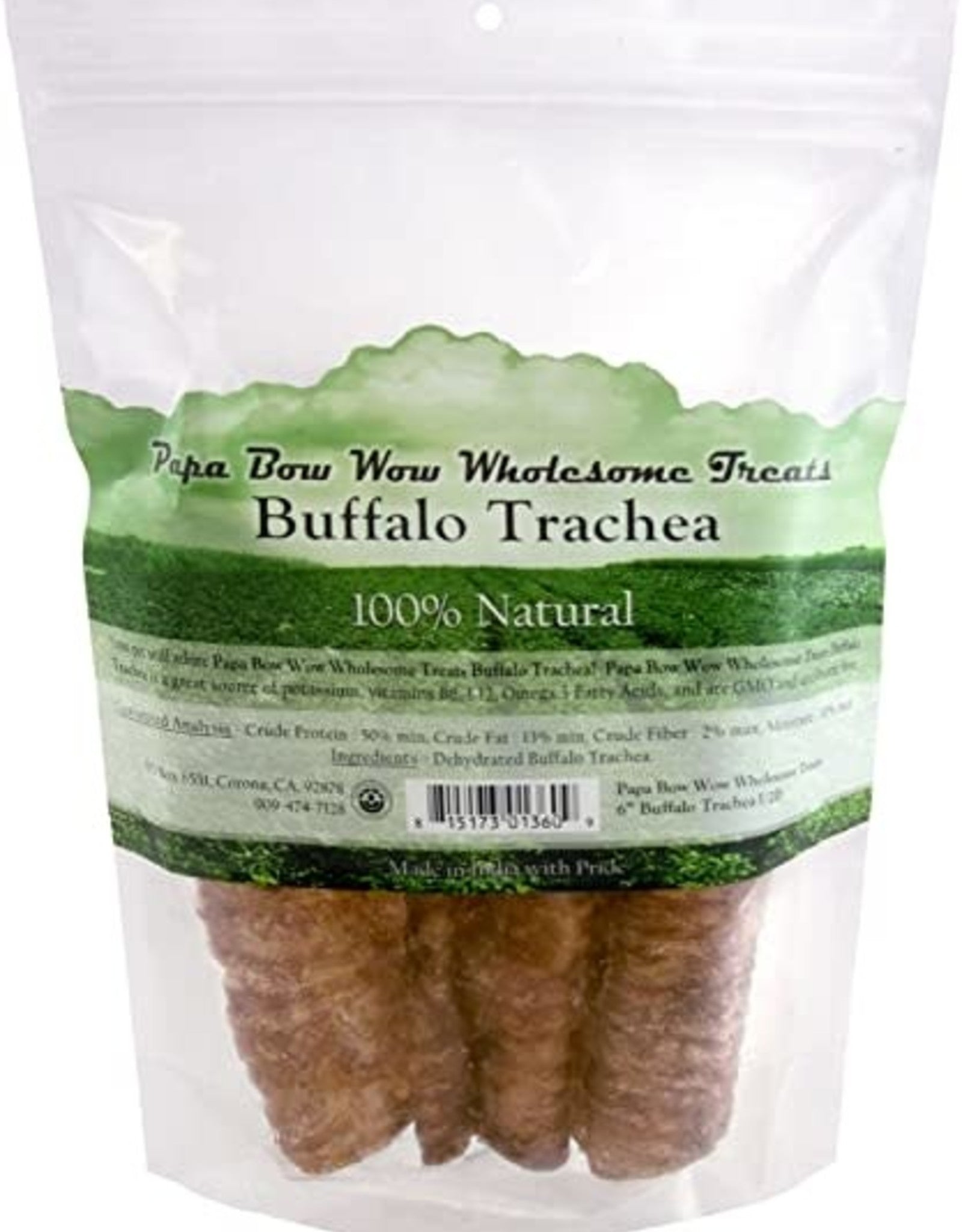 Papa Bow Wow Buffalo Trachea Treats - 6" - 0.5 lb