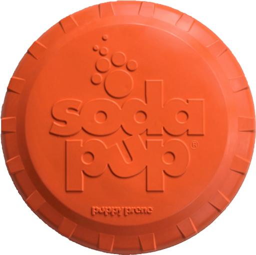 Sodapup Bottle Top Flyer Durable Rubber Retrieving Frisbee-Large-Orange Squeeze