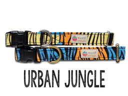 Urban Jungle - Organic Cotton Kitten Collar - Black Buckle/Antique Silver Hardware